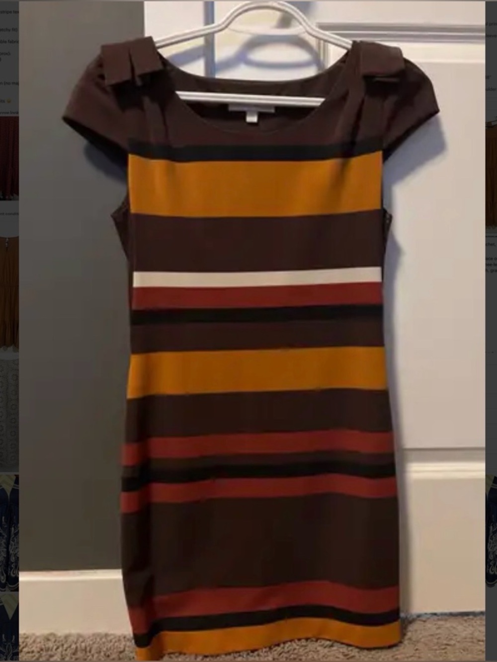 Vero Moda Retro Stripe Mini Dress Brown Orange Mod NWT- Size XS